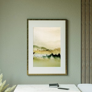 Landscape Set of 3 Prints, Japandi Art, Green Wall Art, Nature Prints ...