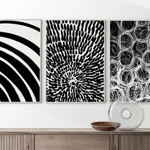 3er Set Abstrakte Wanddekoration Schwarz Geometrische Kunst, Beige Mid-Century Poster, Minimal Art, Gallery Wall Art, Wohnzimmer Wand Dekor