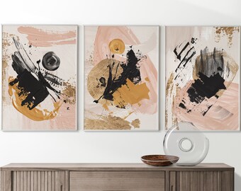 Simple Neutral Abstract Gallery Wall Art Set of 3 Abstract Nordic Wall Art Simple Modern Art Minimalist Brush Strokes Modern Line Drawing