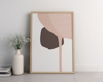 Modern Simple Neutral Gallery Wall Art, Beige Nordic Wall Art Simple Abstract Art Brush Strokes Pastel Abstract Art, Beige Lounge Prints