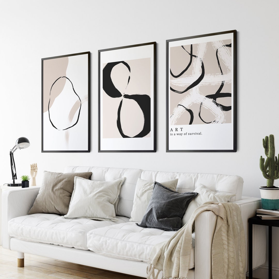 Minimalist Line Art, Neutral Gallery Wall Art Set of 3 Prints Gallery ...