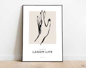 Lagom Life Scandinavian Wall Art Print - Neutral Gallery Wall Décor, Minimalist Nordic Design, Living Room Print, Boho Decor,Boho Wall Décor