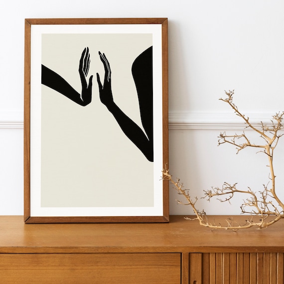 Black and White Line Art Nordic Gallery Wall, Simple Abstract Art