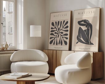 Matisse Inspired Poster Set of 2 | Modern Cut Out Wall Art Prints, Minimalist Gallery Decor