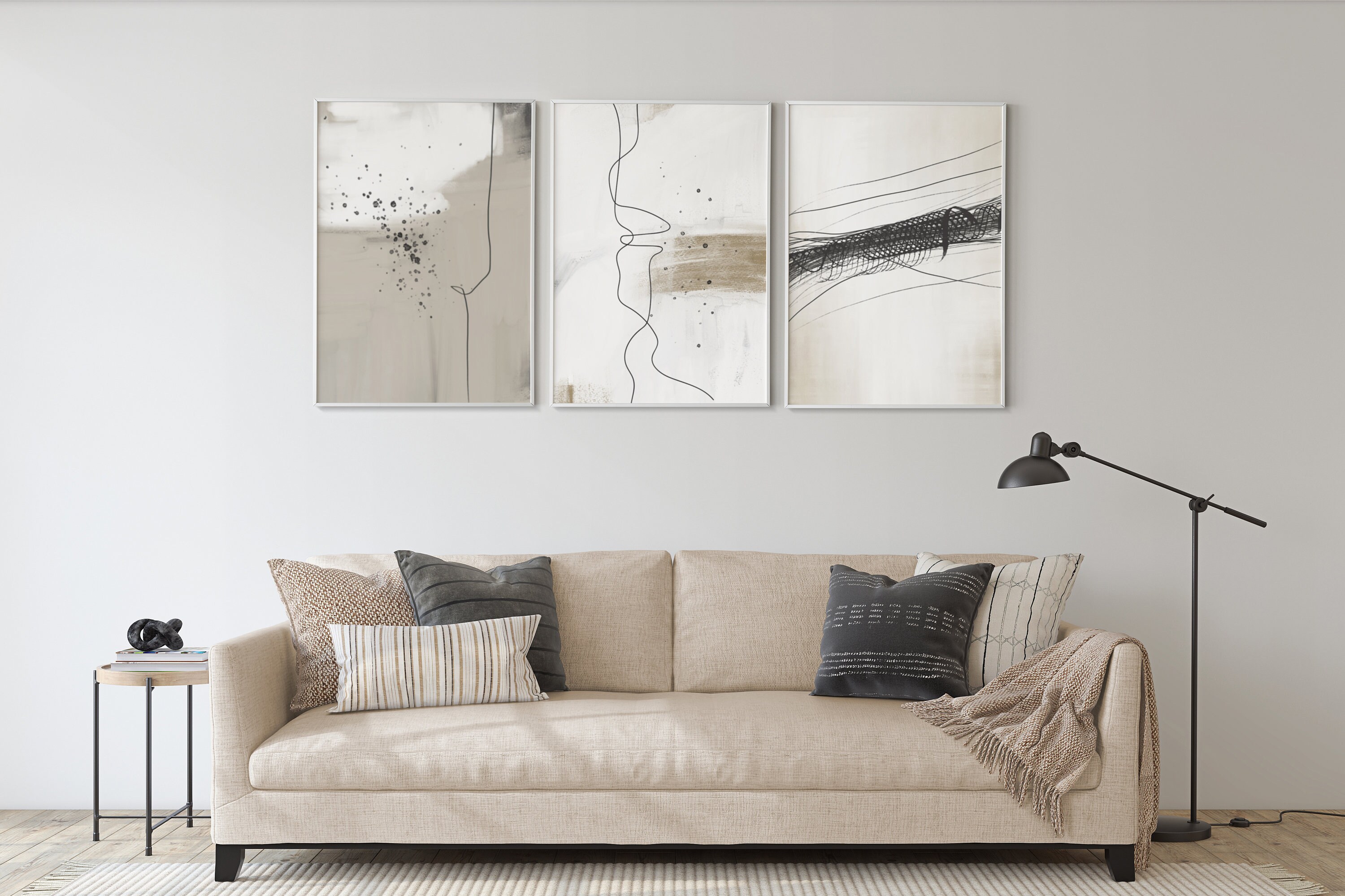 Modern Simple Neutral Gallery Wall Art Set of 3 Pastel Nordic Prints ...