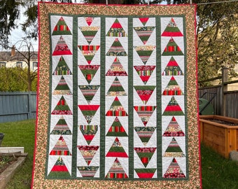 Christmas Tree Strip Quilt – Handmade Holiday Throw