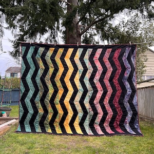 Rainbow Jolt ZigZag Handmade Quilt