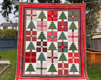Homemade Christmas Tree & Present Lap Quilt