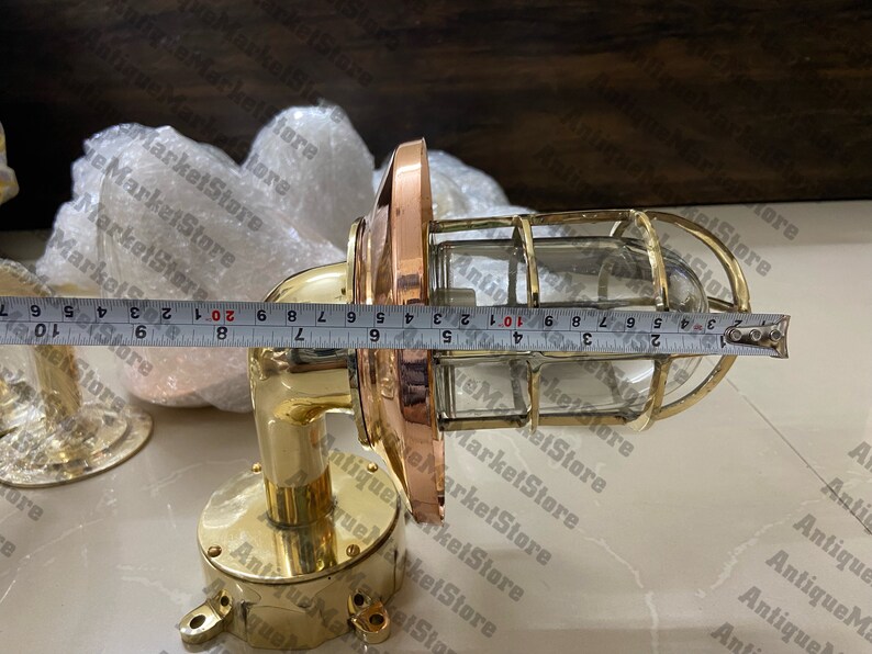 Large Nautical 90 Degree Passageway Dock Light W/copper Hood and