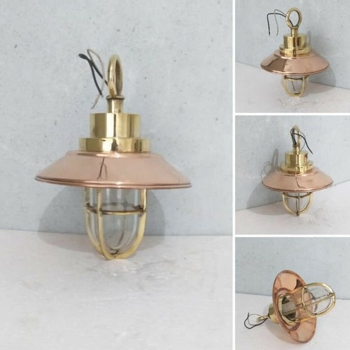 Vintage Passageway Bulkhead Ship Pendant Nautical Marine top Lamp Adjustable Brass Finished Copper Shade House, Bar, Restaurants, Coffee Shop