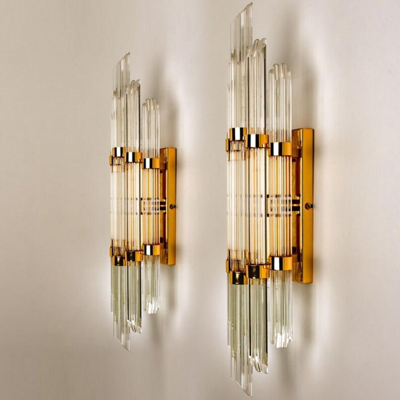 Art Deco Modern Flower Shaped Glass Rod Wall Sconce in the - Etsy