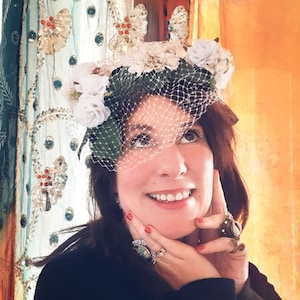 White Cherry Blossom Swing Hat - Vivacious Vintage Collection