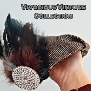 Black & White Tweed Swing Hat - Vivacious Vintage Collection