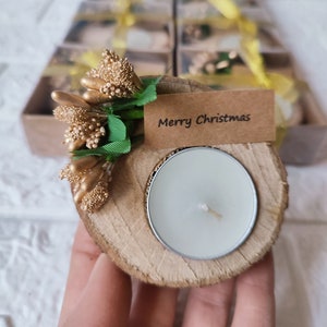 Christmas gifts candle bulk, christmas gifts coworkers candles,wood candle holder favor,christmas rustic favors,happy new year,happy holiday