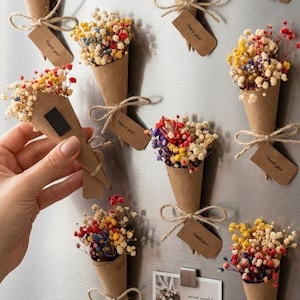 Thank You Flower Magnet Favor Mini Dried Flower Bouquet Gift for Guests