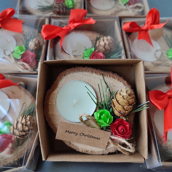 Christmas wood candle favors, bulk new year gifts for guests, bulk gifts, employee gifts bulk, candle party favors, merry christmas favorss
