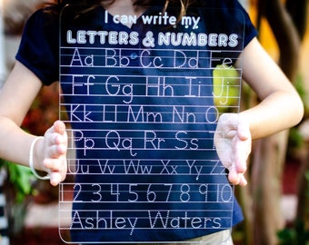 Dry Erase Letter & Number Tracing - Name Practice - Tracing Board - Washable Writing Board - Learning Board