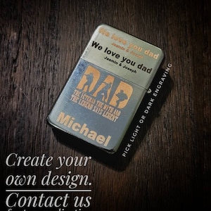 Personalized ZIPPO STYLE LIGHTERS Custom Lighter Fathers Day Gifts For Dad From Daughter Him Groomsmen Gift Cigar Cigars Bachelor Engraved