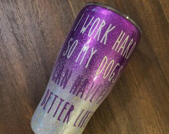 Stainless Steel Glitter Ombre Tumbler with Custom Wording