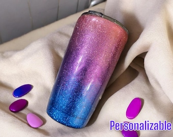Stainless Steel Glitter Ombre Tumbler with Name