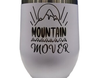 Bicchiere in acciaio inossidabile inciso Mountain Mover: tazza con monogramma personalizzato