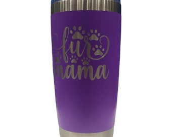Bicchiere inciso Fur Mama: tazza personalizzata in acciaio inossidabile da 20 once