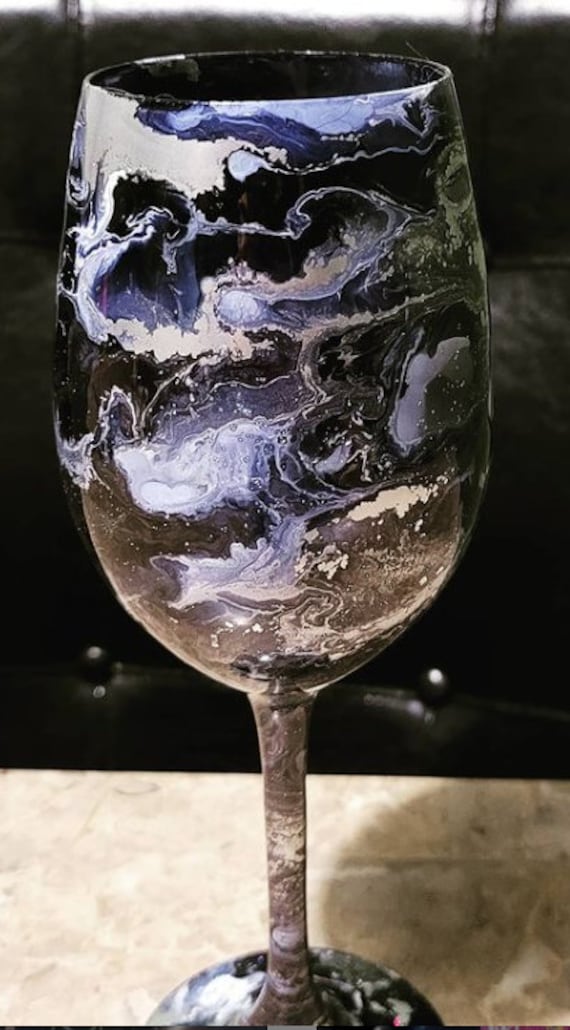 Color Swirl Wine Glass Etsy
