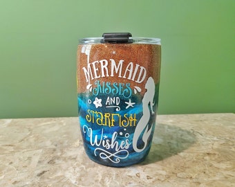 Beach Glitter Tumbler Stainless Steel with Custom Design