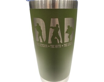 Dad Man Myth Legend Insulated Tumbler, Engraved Cup, Custom Tumbler Cup, Tumbler with Straw, Monogram Tumbler, 20oz