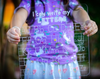 Dry Erase Letter Tracing - Tracing Board - Letter Practice - Washable Writing Board - Learning Board