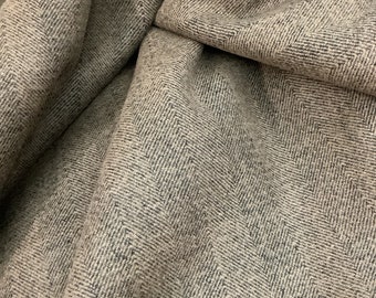 Designer brown olive cashmere wool herringbone great fabric for jacket dress skirt pants and much more made in France