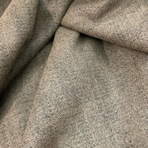 Designer brown olive cashmere wool herringbone great fabric for jacket dress skirt pants and much more made in France