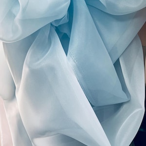Babe blue 100% poly satin organza most elegant fabrics for dress shirt and much more made in Italy