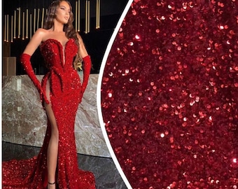 red sequin dress with slit