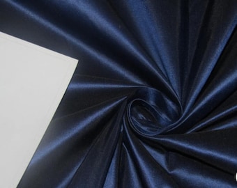 Navy Blue Silk Taffeta Fabric: 56" Wide, Made in England