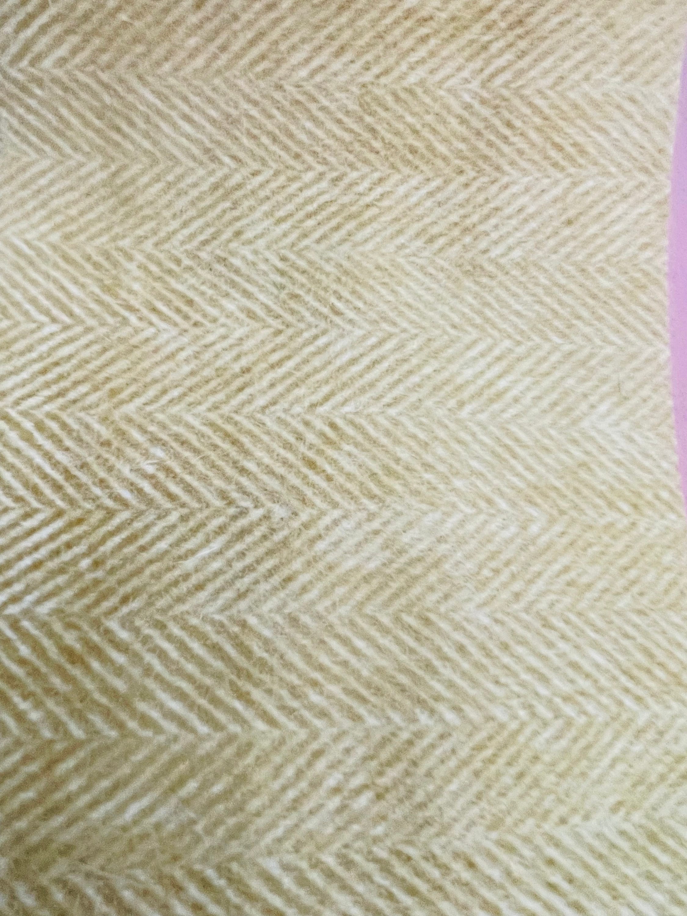 Italian Cashmere Wool Herringbone Fabric: Light Yellow Tweed, 60 