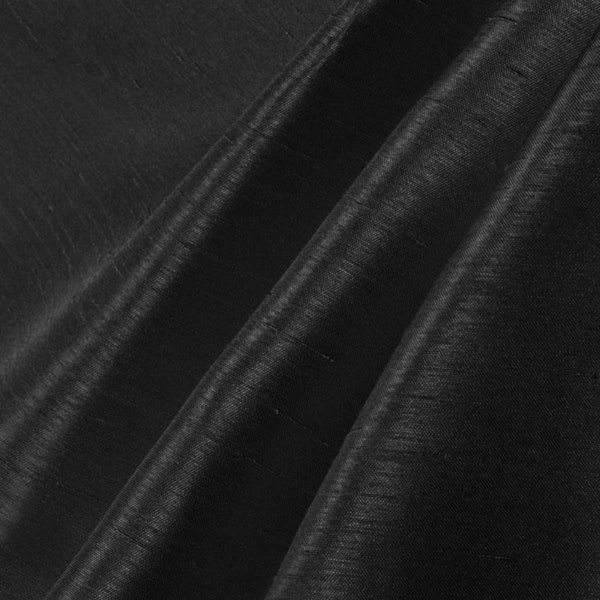 Black polyester shantung fabrics made for dresses and curtains