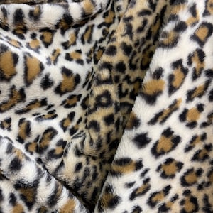 Leopard Print Faux Fur Fabric: Gold & Brown, Made in England