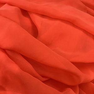 Orangefarbener Seiden-Chiffon Stoff: Kleid, Rock, Kaftan - Made in France