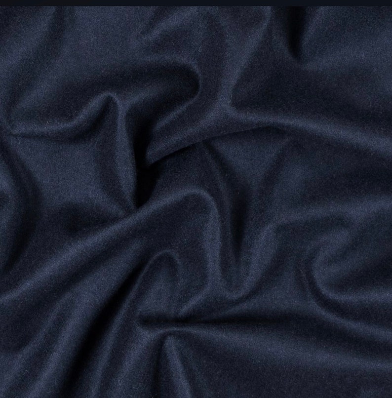 Navy Wool Melton Fabric: 100% Wool, Made in England, 60