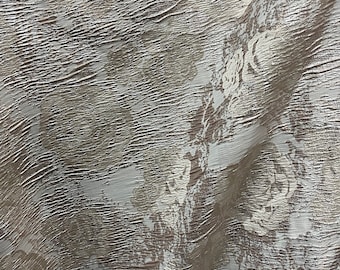 Champagne Gold Mikado Jacquard Brocade Fabric, Made in Italy