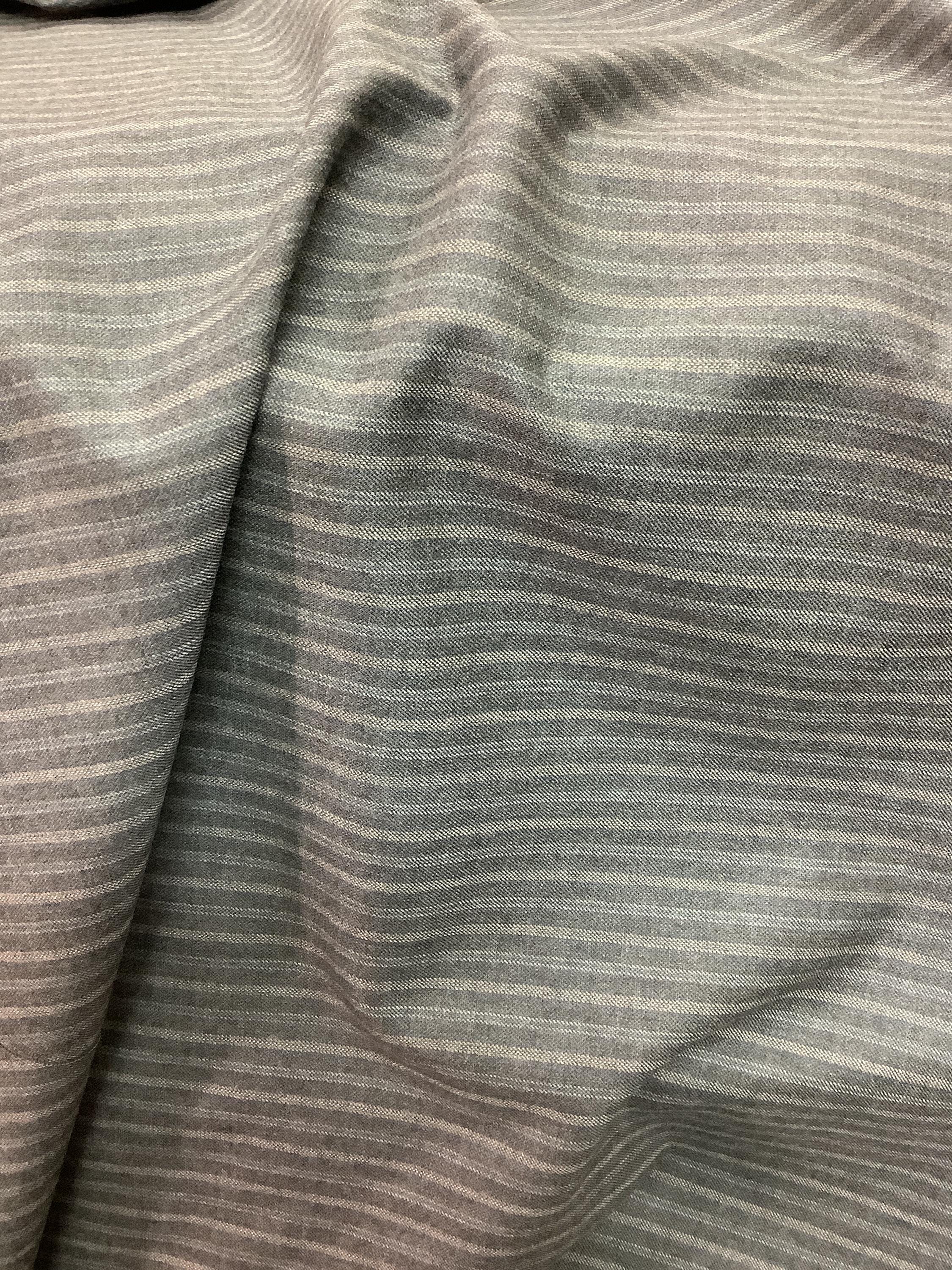 Gray Wool Cashmere Fabric: Gold Stripe Super 120 - Made in Italy