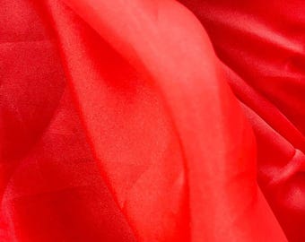 Red Poly Satin Organza Fabric: Elegant Italian Dress Material