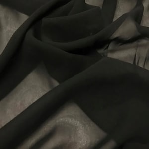 Black Silk Chiffon Fabric: 100% Mulberry, Made in France