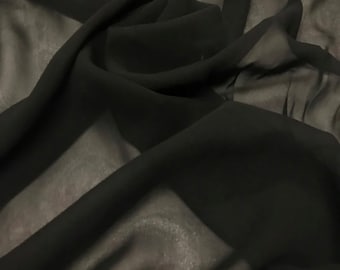 Black 100% silk chiffon great for dress jacket shirt pants skirt and much more use made in France