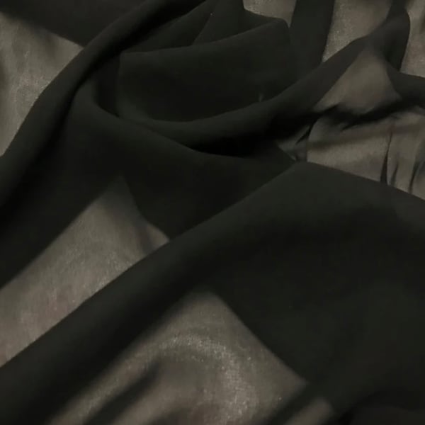 Black 100% silk chiffon great for dress jacket shirt pants skirt and much more use made in France