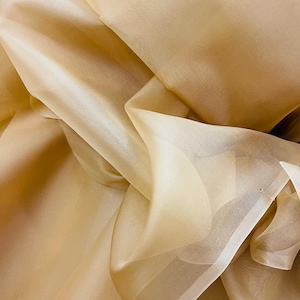 Gold  100% silk organza mulberry style exclusive  fabrics for dress jacket shirt  skirt lamp shape and much more use made in Italy