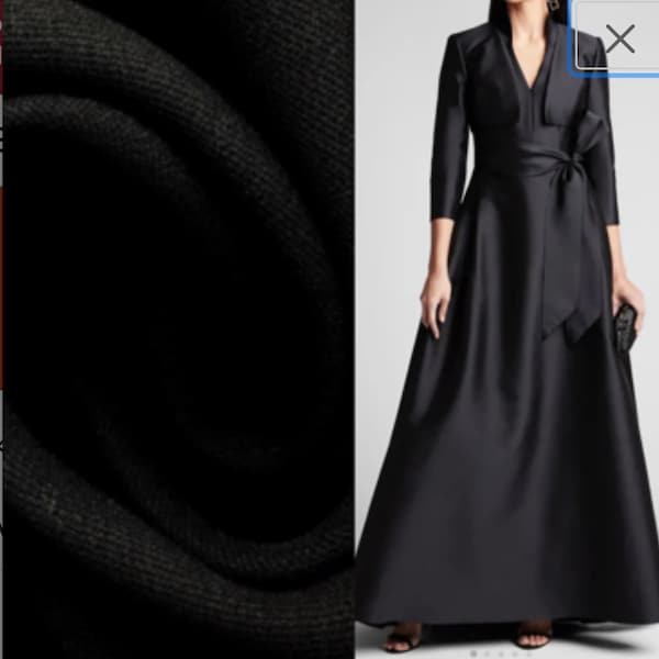 Black silk  taffeta great fabrics for dress jacket pants shirt and much more use made in England