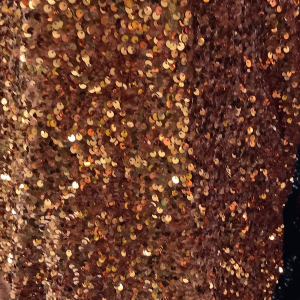 Rust gold sequins stretch velvet sequins 4way great for dress pants skirt pants shoes and much more made in Spain