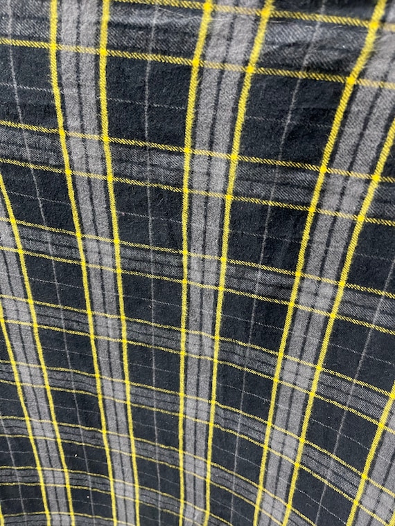 Irish Tartan Plaid Fabric: Navy Yellow Flannel, 60